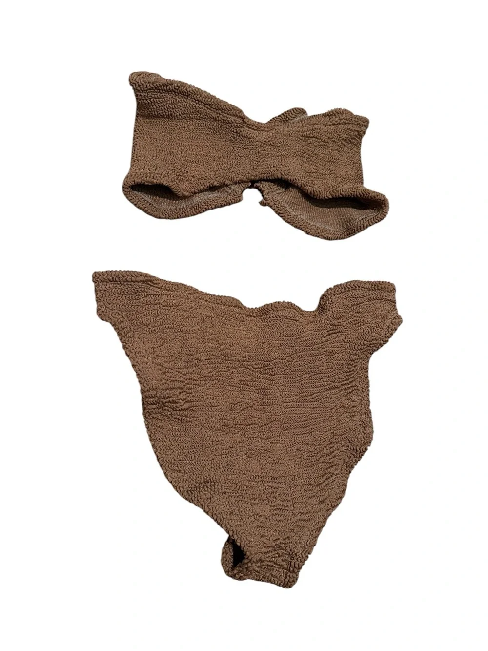 Hunza G Gloria Bikini Set in Metallic Cocoa Crinkle OS